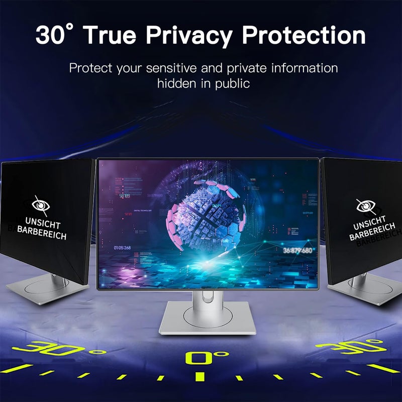 HALOViE 24 Inch Magnetic Hanging Computer Privacy Screen for 16:9 Widescreen Monitor, Removable Privacy Screen Anti Glare Blue Light Computer Screen Privacy Shield, Anti-Scratch 24in Protector Film - Image 4